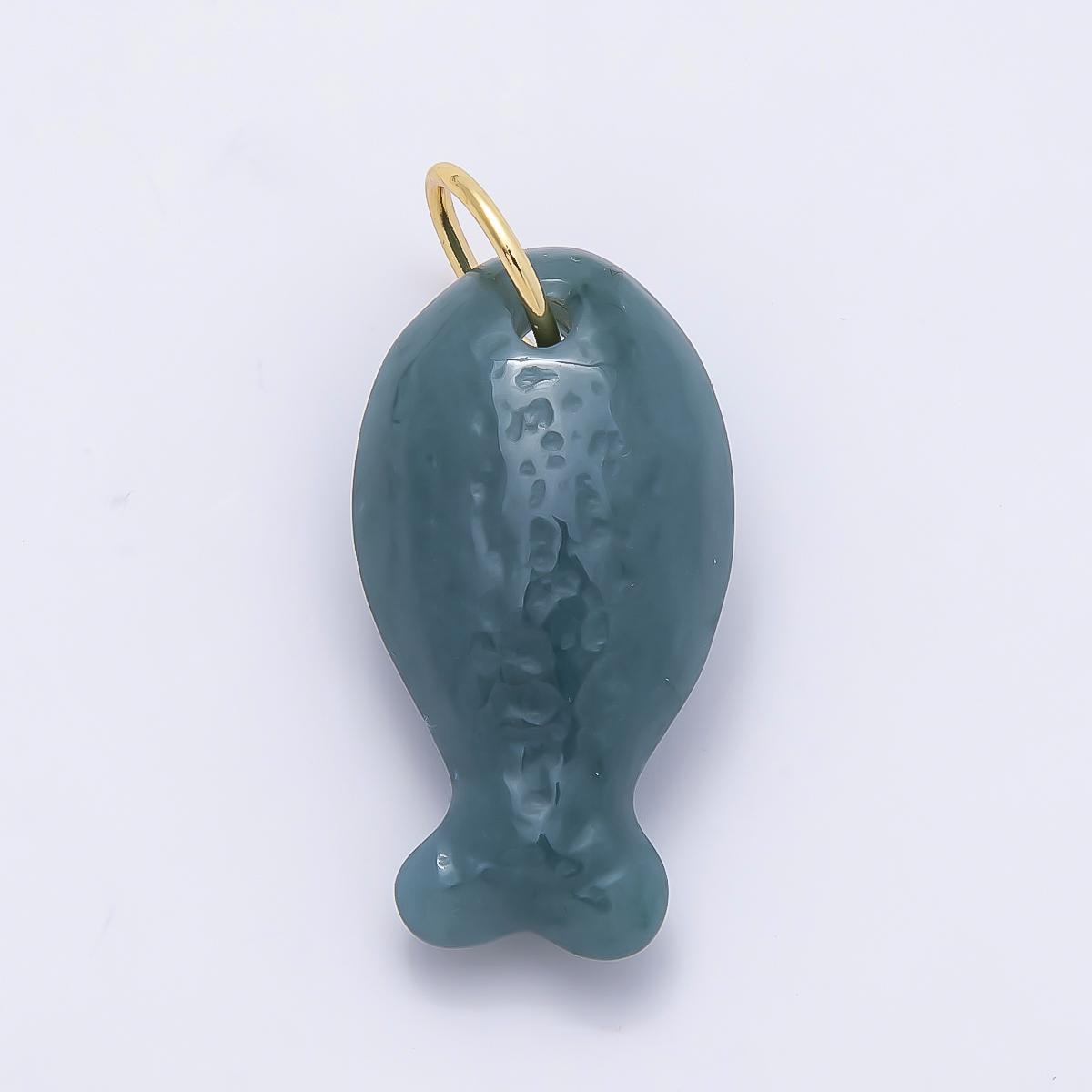 Natural Jade Fish Pendant Charm, 18k Gold Filled Fish Charm, Fish Stone Pendant for Necklace, Bracelet Jewelry Making Supplies Charms-1389