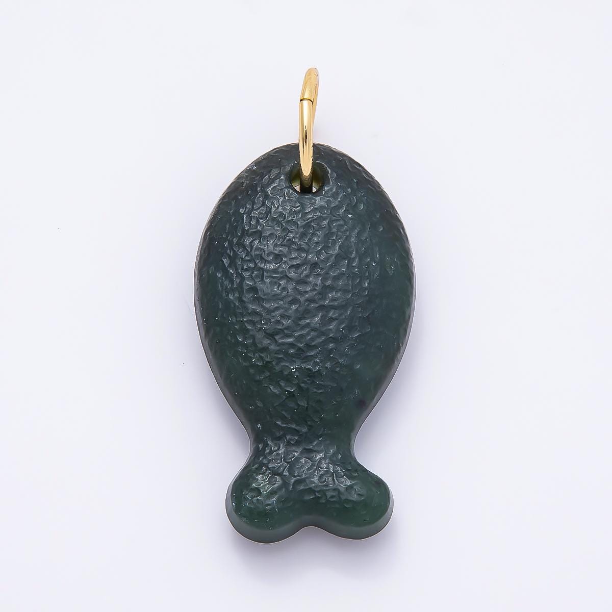 Natural Jade Fish Pendant Charm, 18k Gold Filled Fish Charm, Fish Stone Pendant for Necklace, Bracelet Jewelry Making Supplies Charms-1389