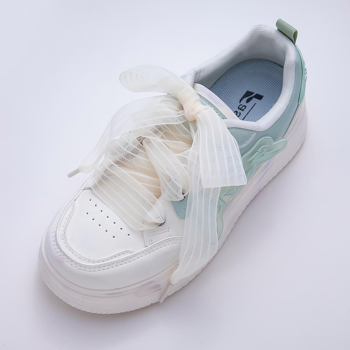 Pink , Blue, Purple, Green, White, Yellow Stripes Organza Ribbon Shoelaces | Sheer Sneaker Shoe Laces Back to School Trend WB-364