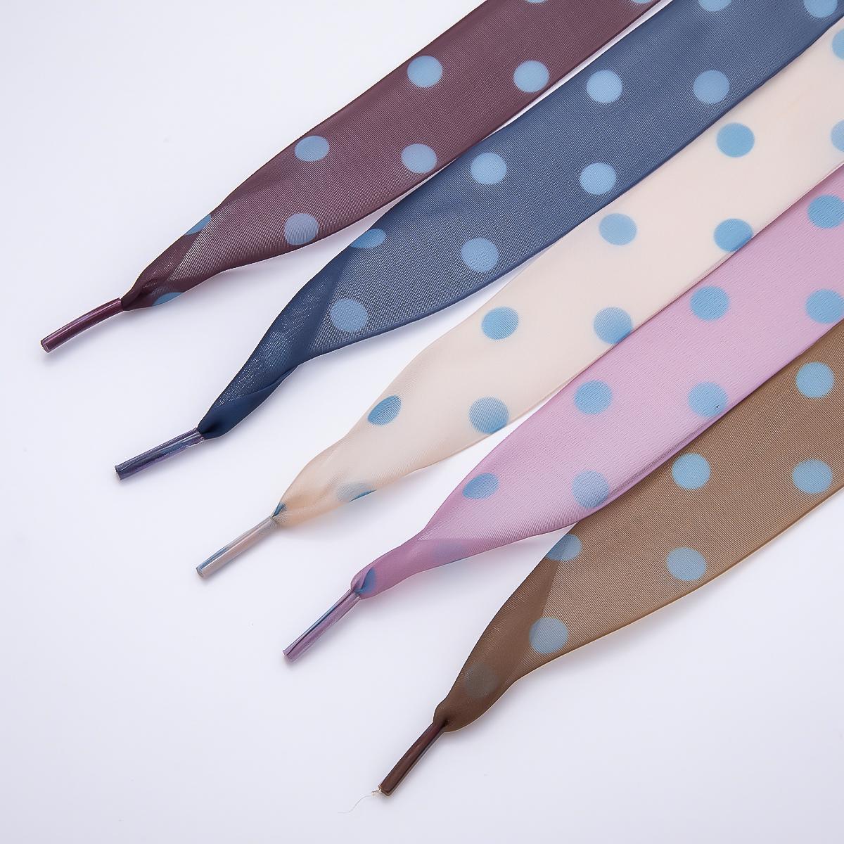 Colorful Polka Dotted 55 Inch Ribbon Shoelace Accessories Mesh Laces for Sneakers Trendy Fashion for Her | WB-00354