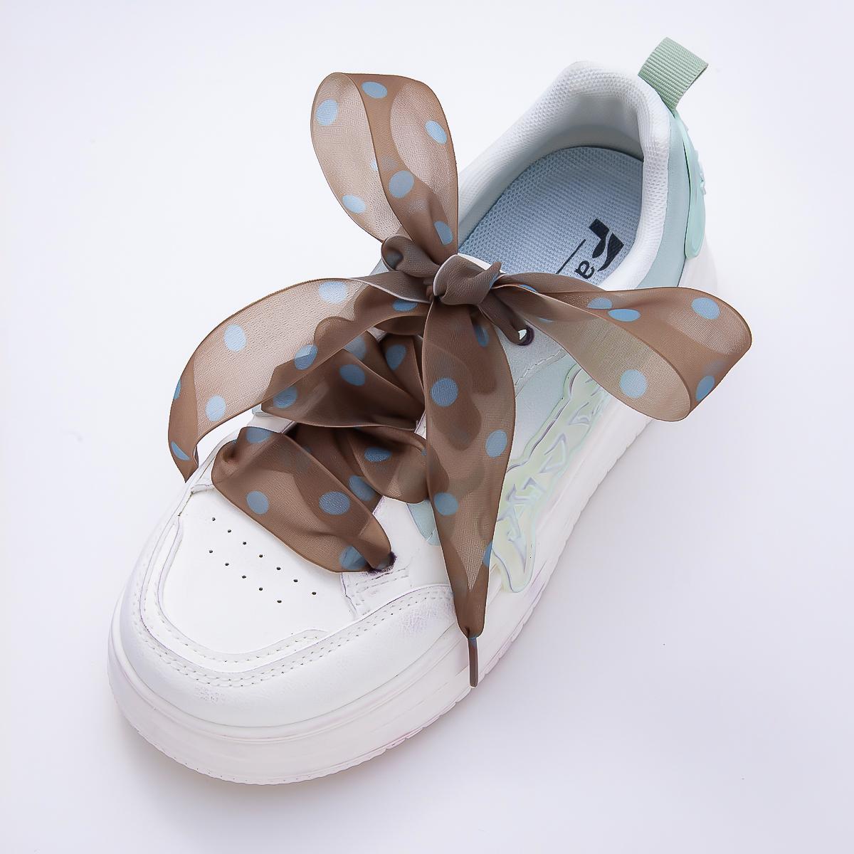 Colorful Polka Dotted 55 Inch Ribbon Shoelace Accessories Mesh Laces for Sneakers Trendy Fashion for Her | WB-00354