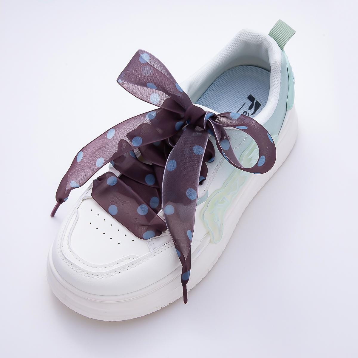 Colorful Polka Dotted 55 Inch Ribbon Shoelace Accessories Mesh Laces for Sneakers Trendy Fashion for Her | WB-00354