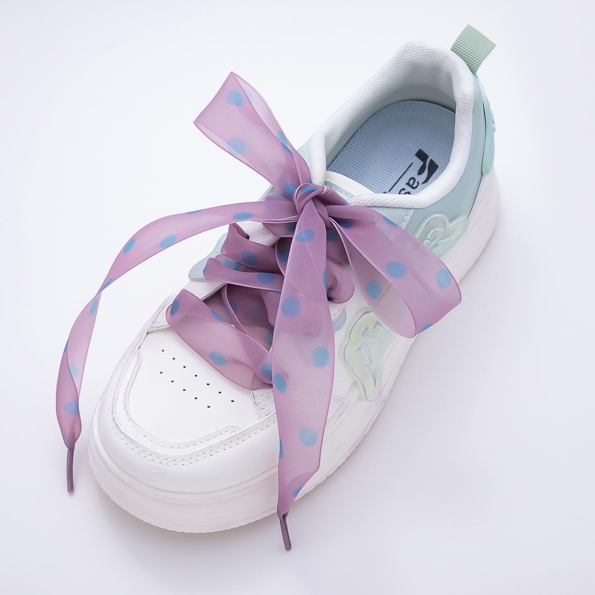 Colorful Polka Dotted 55 Inch Ribbon Shoelace Accessories Mesh Laces for Sneakers Trendy Fashion for Her | WB-00354