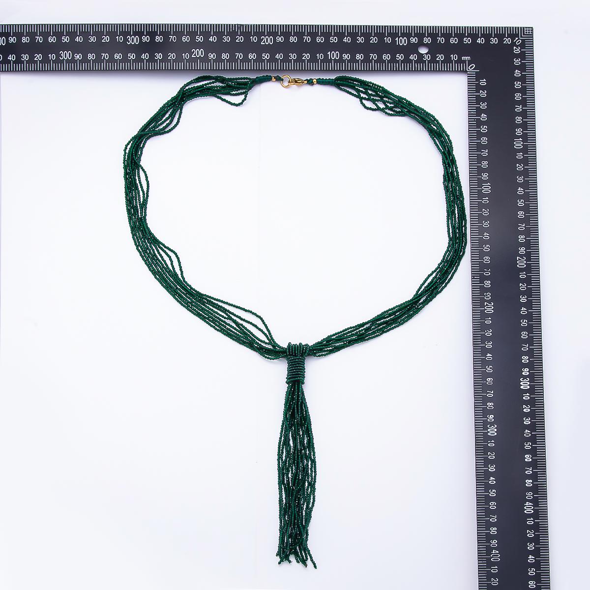 Black, Green, Blue, Grey, White Boho Multi Layer Fringe Knot Lariat Multifaceted Crystal Gemstone Chain 30 Inch Necklace Jewelry | WA-01096