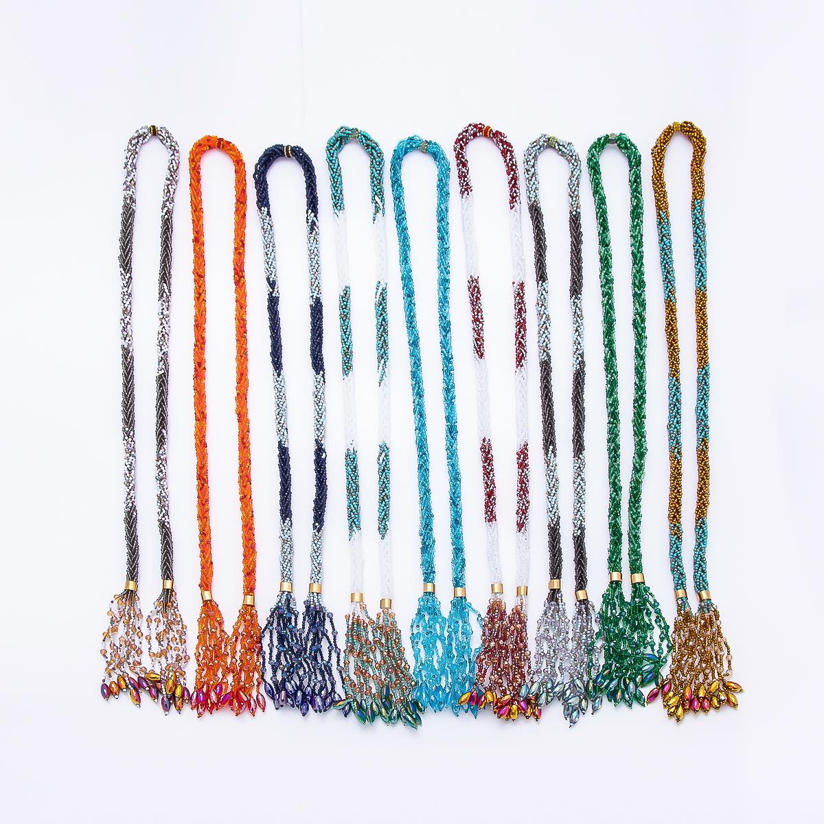 Handmade 7mm Multi Layer Fringe Knot Lariat Multifaceted Crystal Gemstone Chain 36 Inch Necklace Boho Multi Strand Wrap Jewelry | WA-01145