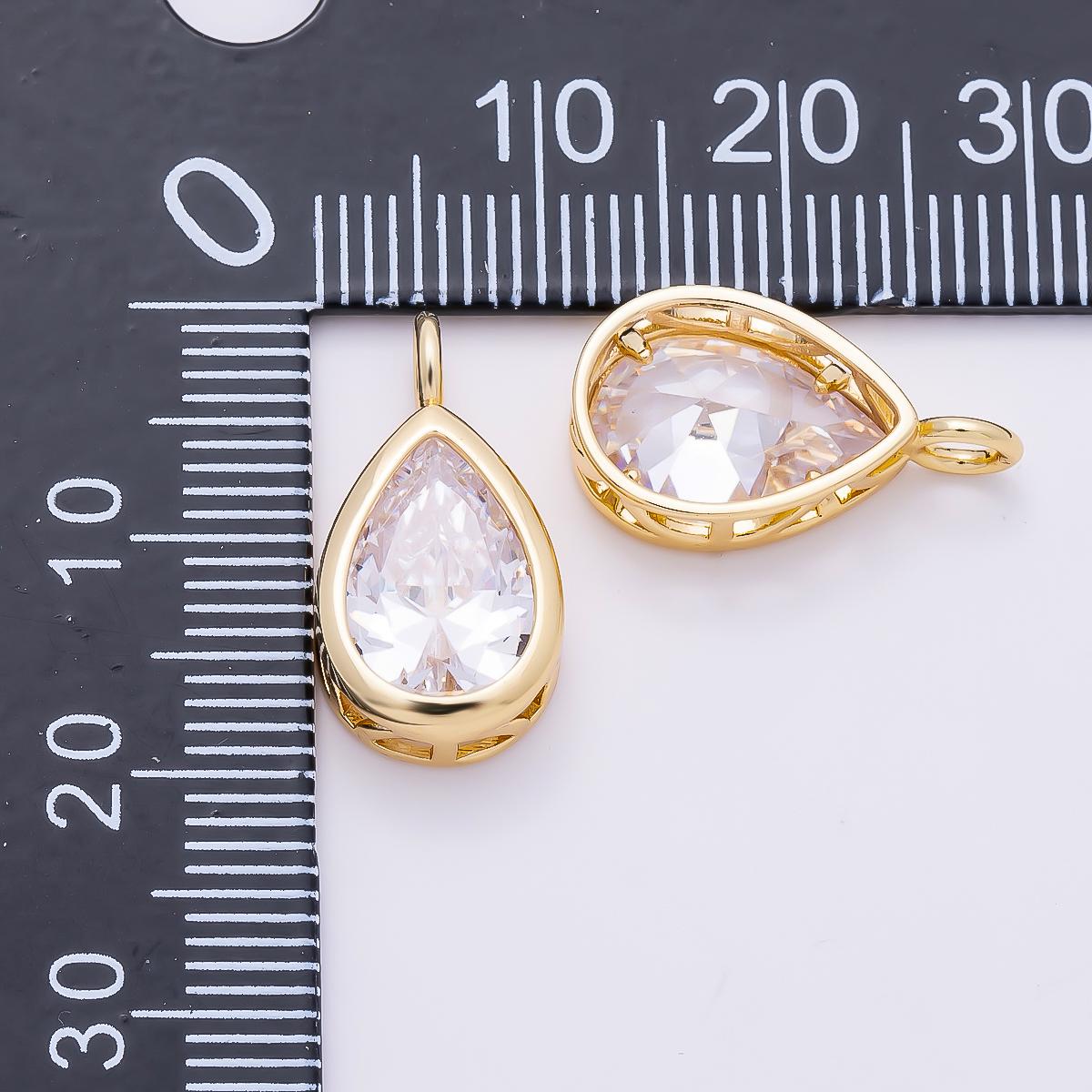 16K Gold Filled 18.5mm Teardrop CZ Bezel Solitaire Pendant in Gold & Silver Drop Birthstone DIY Necklace Earring Making Supply| Charms-01376