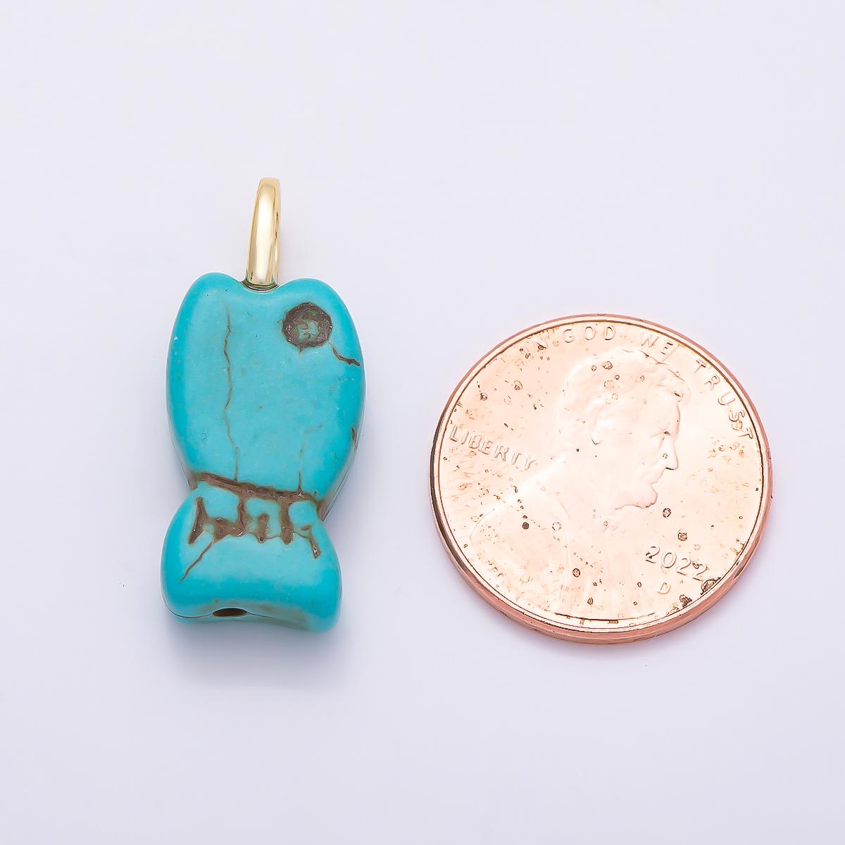 Zuni Style Fish Magnesite Blue Turquoise Charm for Necklace Component