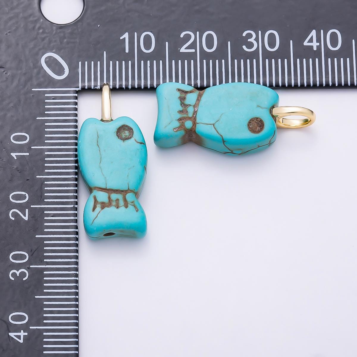 Zuni Style Fish Magnesite Blue Turquoise Charm for Necklace Component