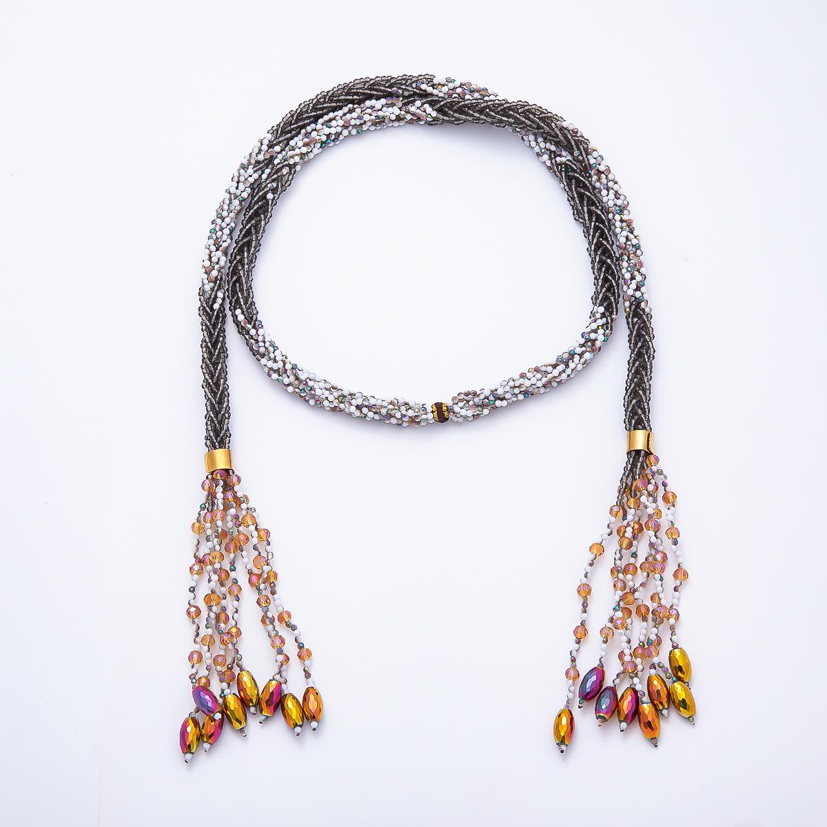 Handmade 7mm Multi Layer Fringe Knot Lariat Multifaceted Crystal Gemstone Chain 36 Inch Necklace Boho Multi Strand Wrap Jewelry | WA-01145