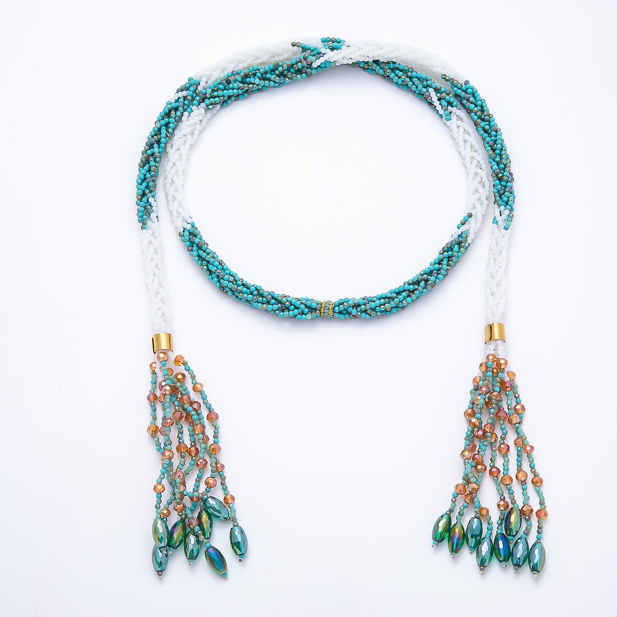 Handmade 7mm Multi Layer Fringe Knot Lariat Multifaceted Crystal Gemstone Chain 36 Inch Necklace Boho Multi Strand Wrap Jewelry | WA-01145