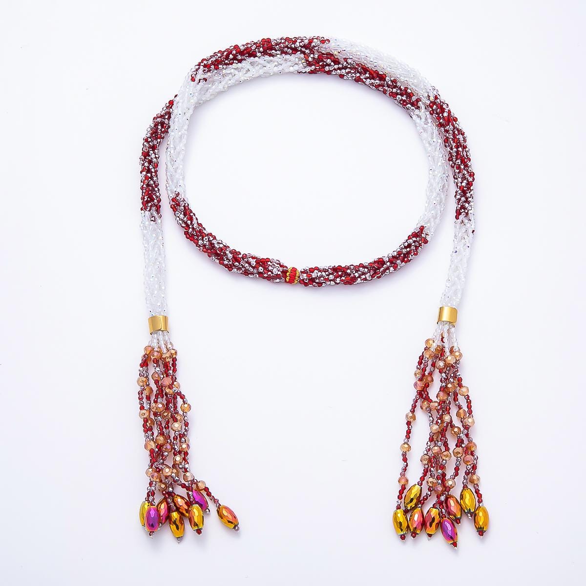 Handmade 7mm Multi Layer Fringe Knot Lariat Multifaceted Crystal Gemstone Chain 36 Inch Necklace Boho Multi Strand Wrap Jewelry | WA-01145