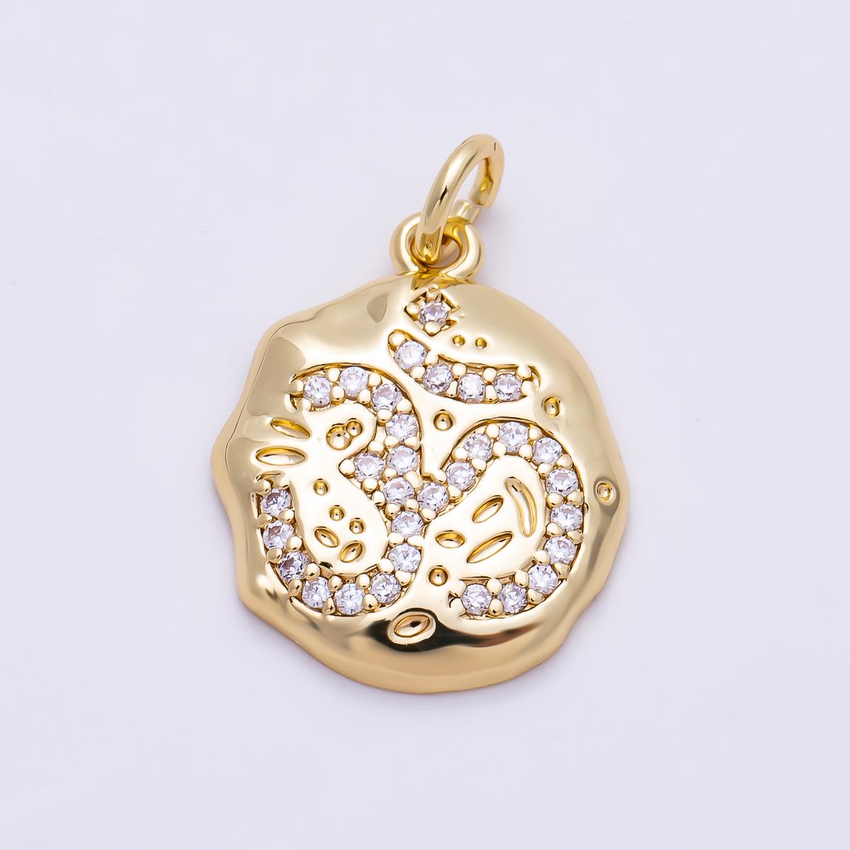 16K Gold Filled 17mm Micro Paved CZ "ॐ" Om Sanskrit Round Charm Yoga Spirit Coin Pendant for Necklace Bracelet Jewelry Making | Charms-01467