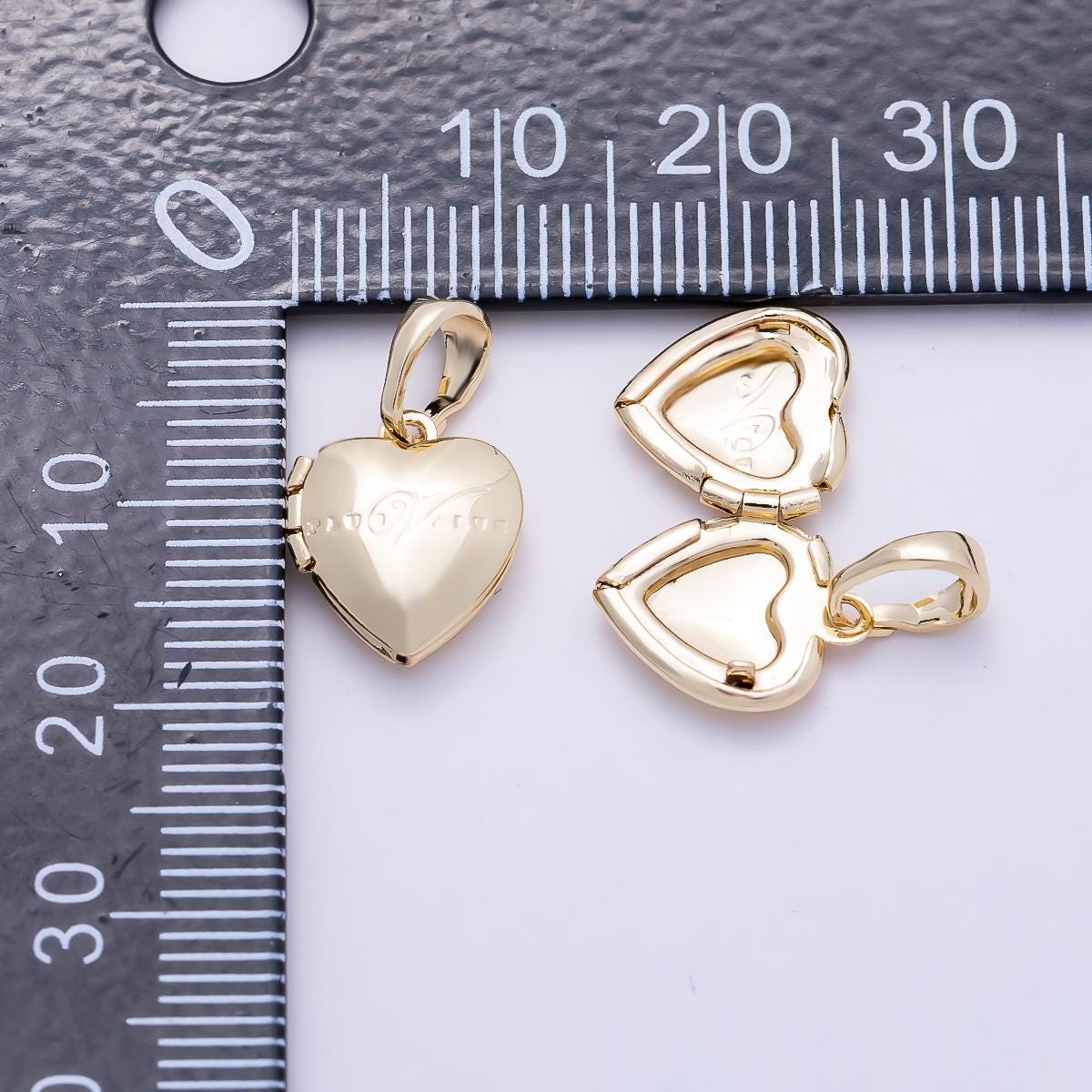 18K Gold Filled 41.5mm Floral Nature Engraved Heart Locket Pendant Dainty Keepsake Charm Romantic Vintage Style Memorial Jewelry | AF1159
