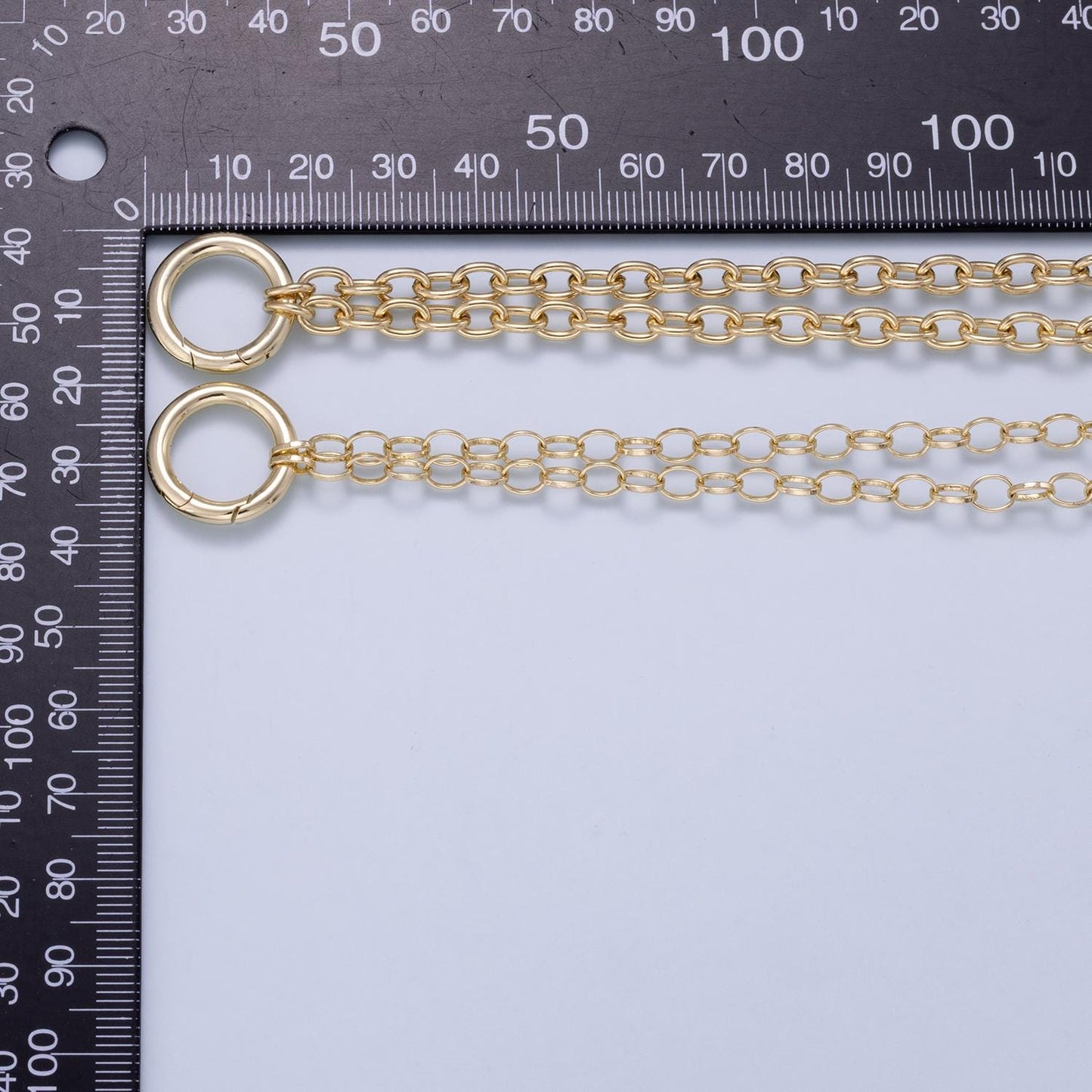 16K Gold Filled 5mm Push Gate Charm Connector Holder 18 Inch Ring Cable Chain Necklace ONLY | WA-00557
