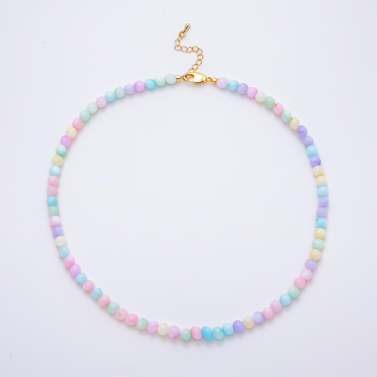 Pastel Beaded Choker 17inch Necklace + 2inch Extender Summer Beach Jewelry Gift for Her DIY Supply for custom Necklace & Bracelet | WA-00408