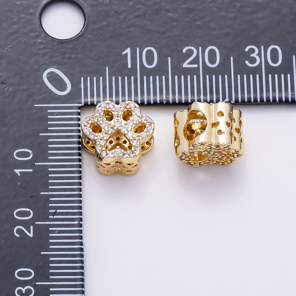 16K Gold Filled 10mm Micro Paved CZ Animal Paw Print Bead in Gold & Silver DIY Jewelry Making Supply custom Necklace Bracelet | Beads-00527