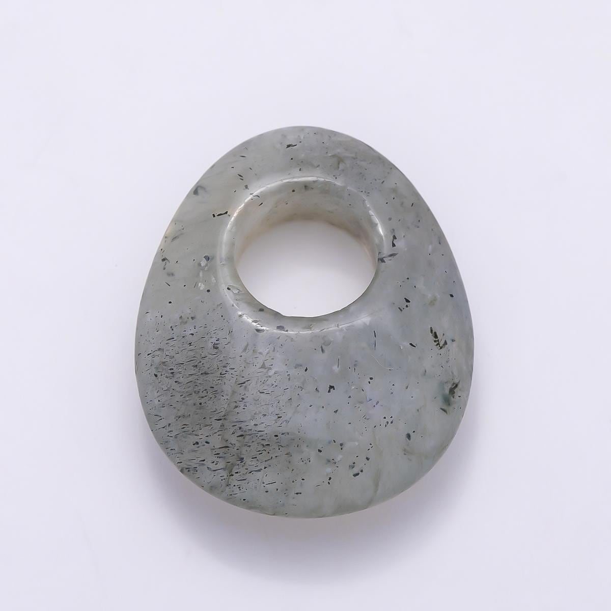 Gemstone Oval Donut Pendant Beads Cord Necklace Charm Drop Charm Semi Precious Stone Findings-470