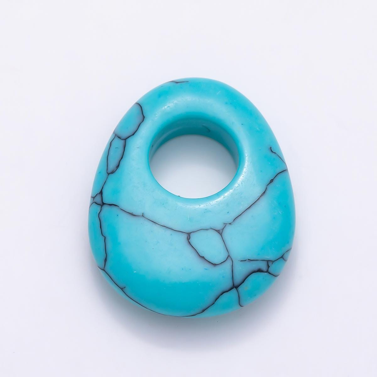 Gemstone Oval Donut Pendant Beads Cord Necklace Charm Drop Charm Semi Precious Stone Findings-470