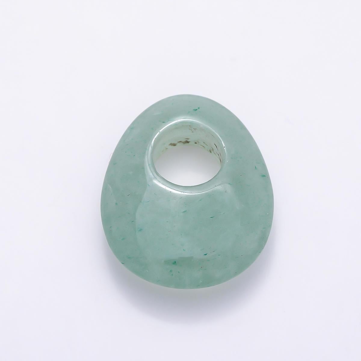 Gemstone Oval Donut Pendant Beads Cord Necklace Charm Drop Charm Semi Precious Stone Findings-470