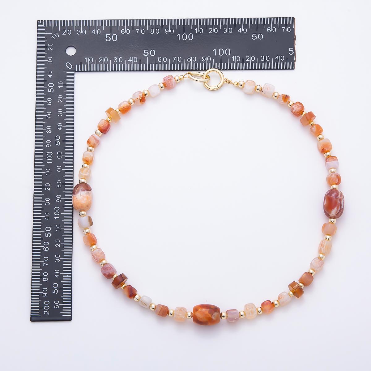 Handmade 14K Gold Filled Orange Natural Gemstone 20.5 Inch Necklace Pastel Papaya Beaded Necklace | WA-1657