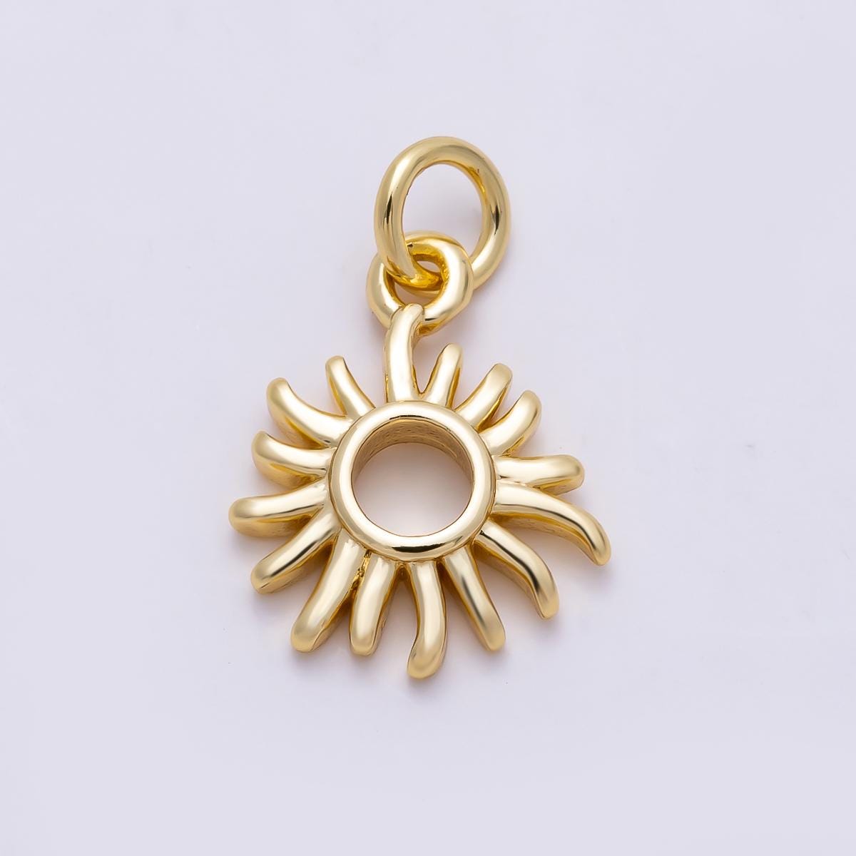 16K Gold Filled 12mm Mini Sun Pendant Sunburst Celestial Jewelry Add-On Charm Sunshine Ray DIY Jewelry Making Supply Necklace | Charms-01482