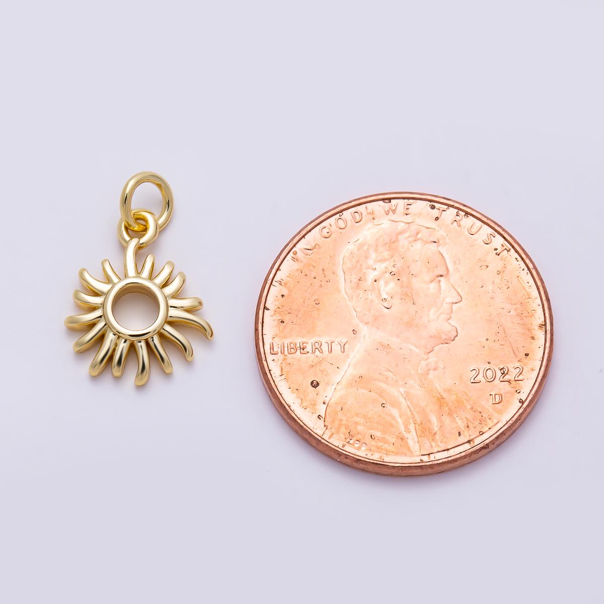 16K Gold Filled 12mm Mini Sun Pendant Sunburst Celestial Jewelry Add-On Charm Sunshine Ray DIY Jewelry Making Supply Necklace | Charms-01482