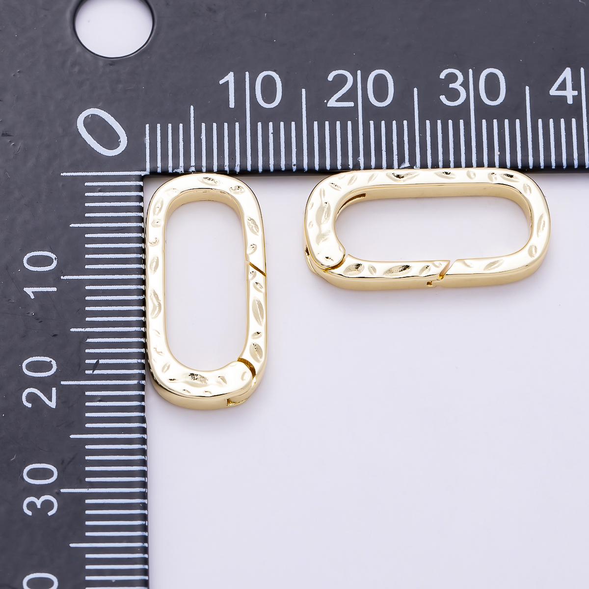 16K Gold Filled 22mm Hammered Oblong Push Gate Carabiner Clasp Enhancer Finding Charm Holder Connector custom necklace | Findings-00485