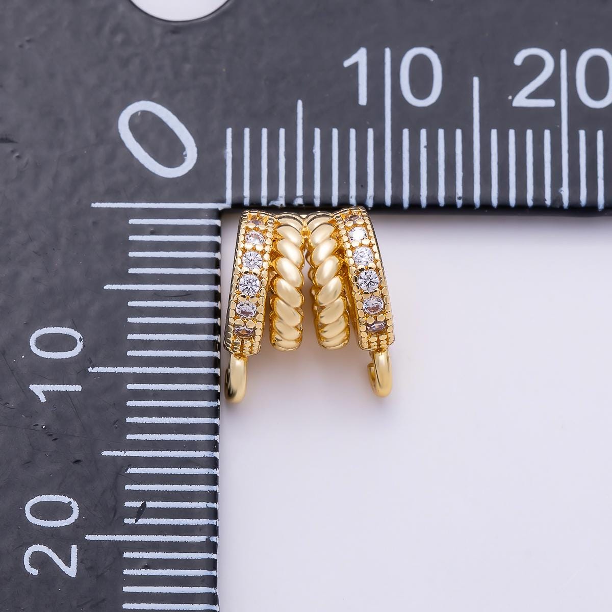 Mini gold bail beads bail charm holder spacer with 2 loop tube bails cord bails slider bails spacer ring Connectors-00034