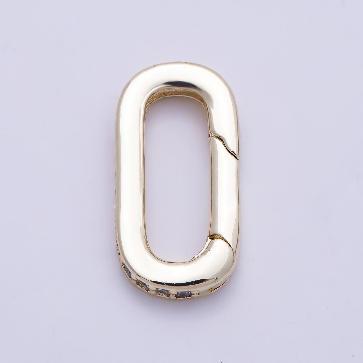 Dainty 16k gold fill spring gate oval ring clasp push gate ring cz oval ring, gold filled charm holder link connector Findings-426