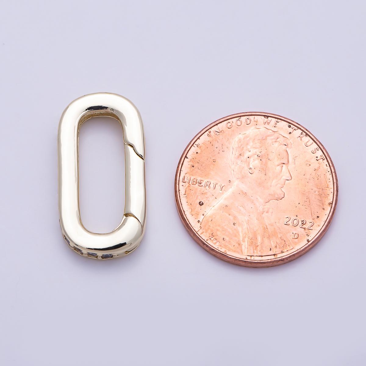 Dainty 16k gold fill spring gate oval ring clasp push gate ring cz oval ring, gold filled charm holder link connector Findings-426