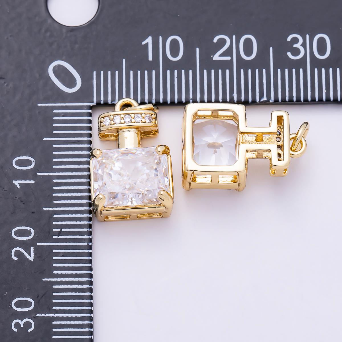18k Gold fill Perfume Bottle Pendant Charm Clear Cubic Zirconia CZ Accents Dainty Romantic Jewelry Charms-1464