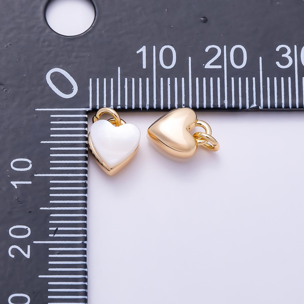 16K Gold Filled 9mm White Shell Pearl Heart Double Sided Mini Charm Layering Necklace Pendant DIY Jewelry Making Supply | Charms-01504
