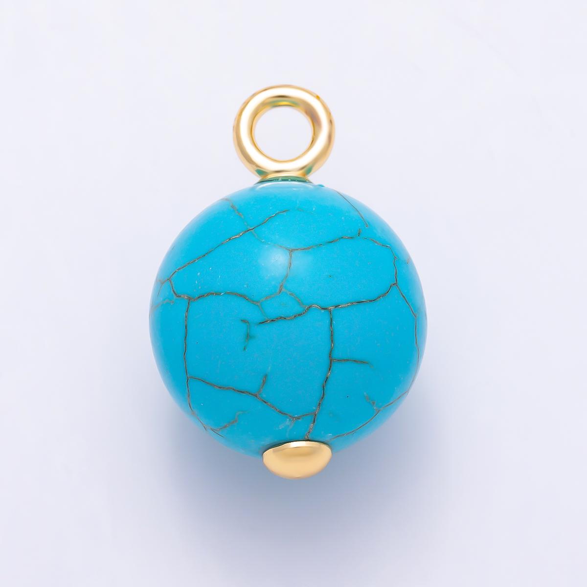 18k Gold Filled Turquoise Pendant 20mm Dainty Floating Bead Charm Minimalist Summer Gift Necklace Component | CHARMS-001412