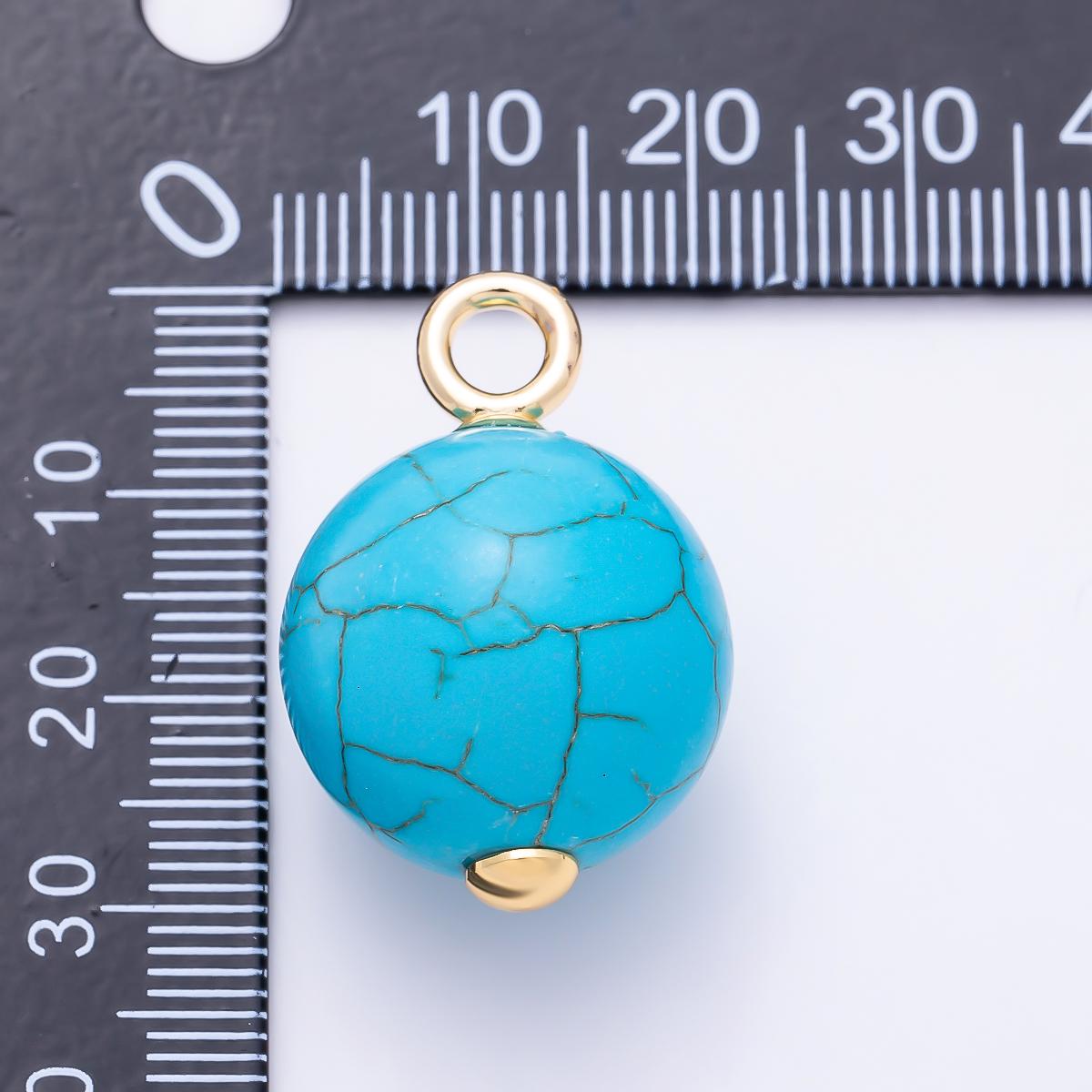 18k Gold Filled Turquoise Pendant 20mm Dainty Floating Bead Charm Minimalist Summer Gift Necklace Component | CHARMS-001412