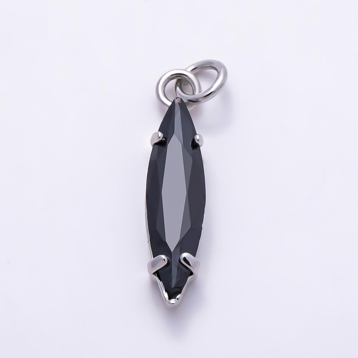 16k Gold Filled 14mm,18mm Clear/Black Marquise Charm in Gold & Silver DIY Jewelry Making Supply for Elegant Necklace | CHARMS-01457