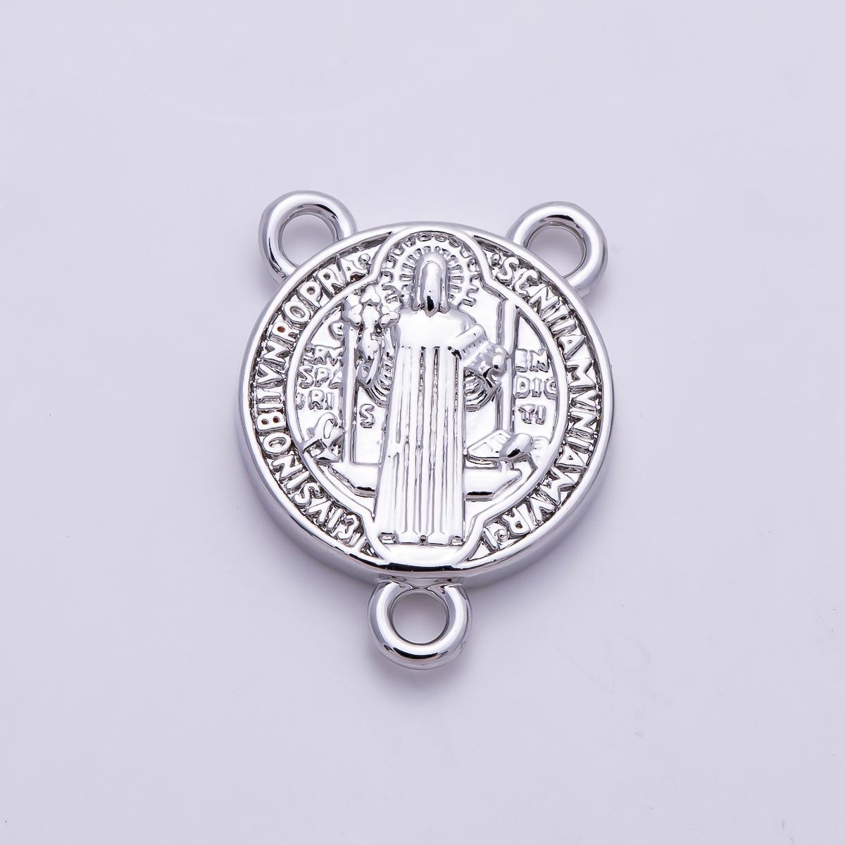 16K Gold Filled 14mm Saint Benedict Rosary Connector Findings 3 Way Centerpiece for Bracelet and Necklace DIY Supply | Findings-00423