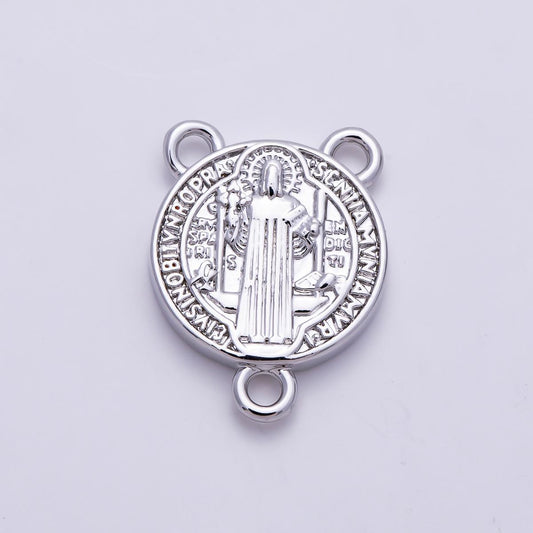 16K Gold Filled 14mm Saint Benedict Rosary Connector Findings 3 Way Centerpiece for Bracelet and Necklace DIY Supply | Findings-00423