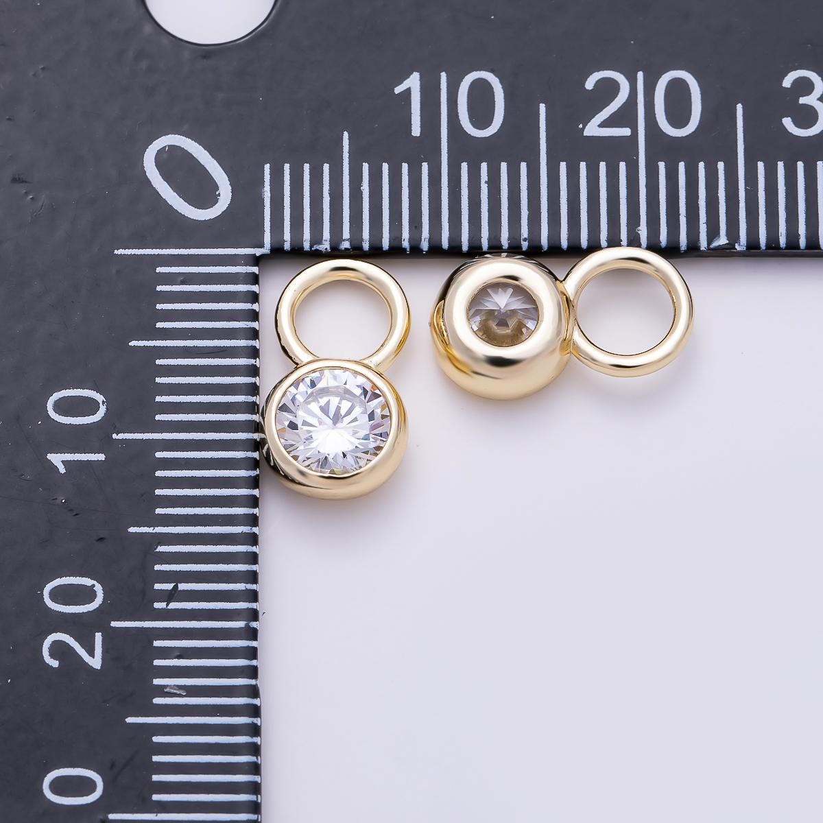 16k Gold Filled 13mm CZ Round Drop Charm Elegant Dainty Minimalist Pendant DIY Jewelry Making Supplies Bulk Craft Necklace | CHARMS-01472