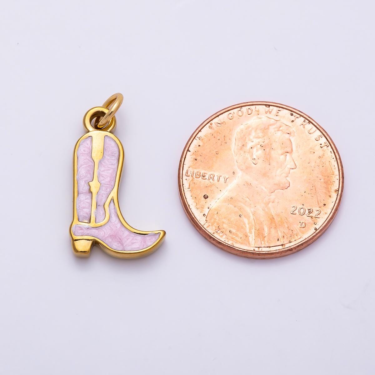 PVD Stainless Steel 18mm Pink, Blue, Black Enamel Cowboy Boots Charm Colorful Glitter Country Music Boot DIY Jewelry Supply | Charms-01444