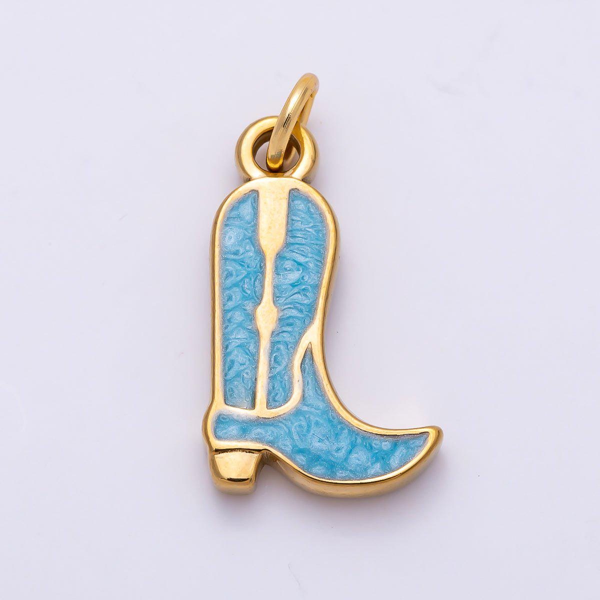 PVD Stainless Steel 18mm Pink, Blue, Black Enamel Cowboy Boots Charm Colorful Glitter Country Music Boot DIY Jewelry Supply | Charms-01444