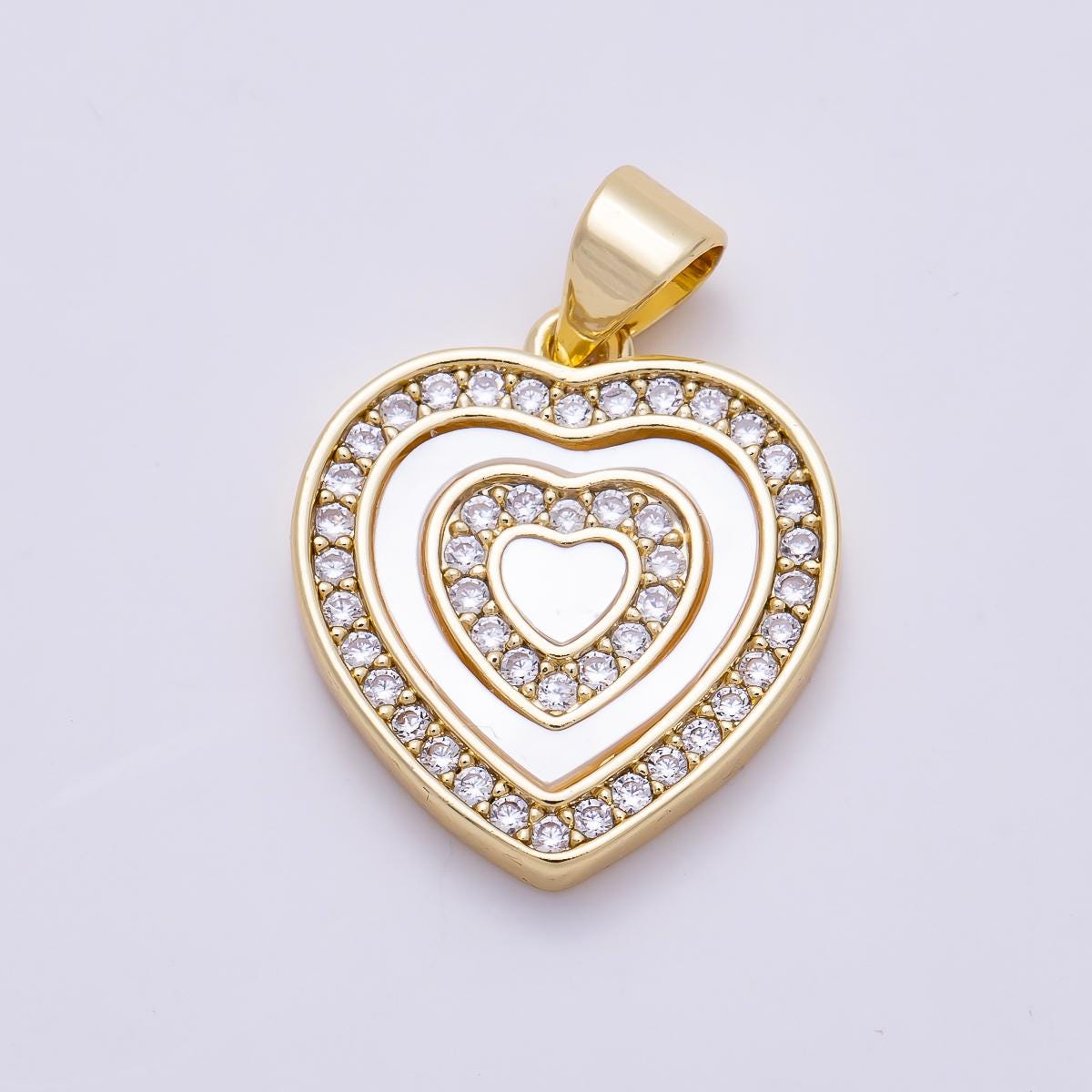 16K Gold Filled 18mm Shell Pearl Micro Paved CZ Heart Pendant Layered Shell Romantic Jewelry DIY Supply custom Necklace for her|Charms-01454