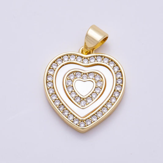 16K Gold Filled 18mm Shell Pearl Micro Paved CZ Heart Pendant Layered Shell Romantic Jewelry DIY Supply custom Necklace for her|Charms-01454