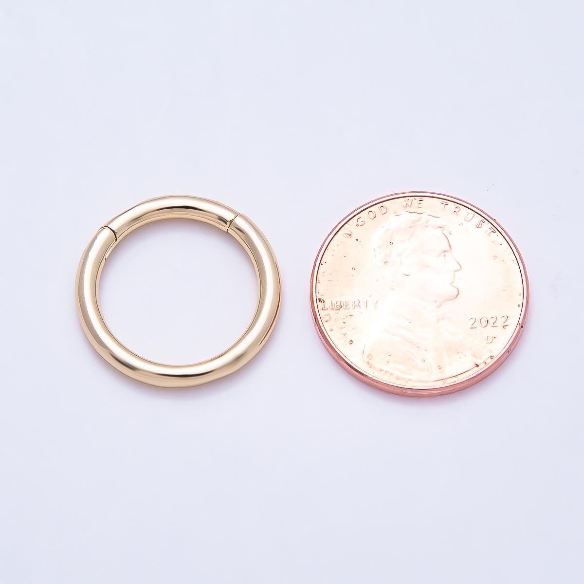 16K Gold Filled 17.7mm Minimalist Circle Round Pull Gate Findings Hoop for Jewelry Making Circle Connector Charm Holder | Findings-00419