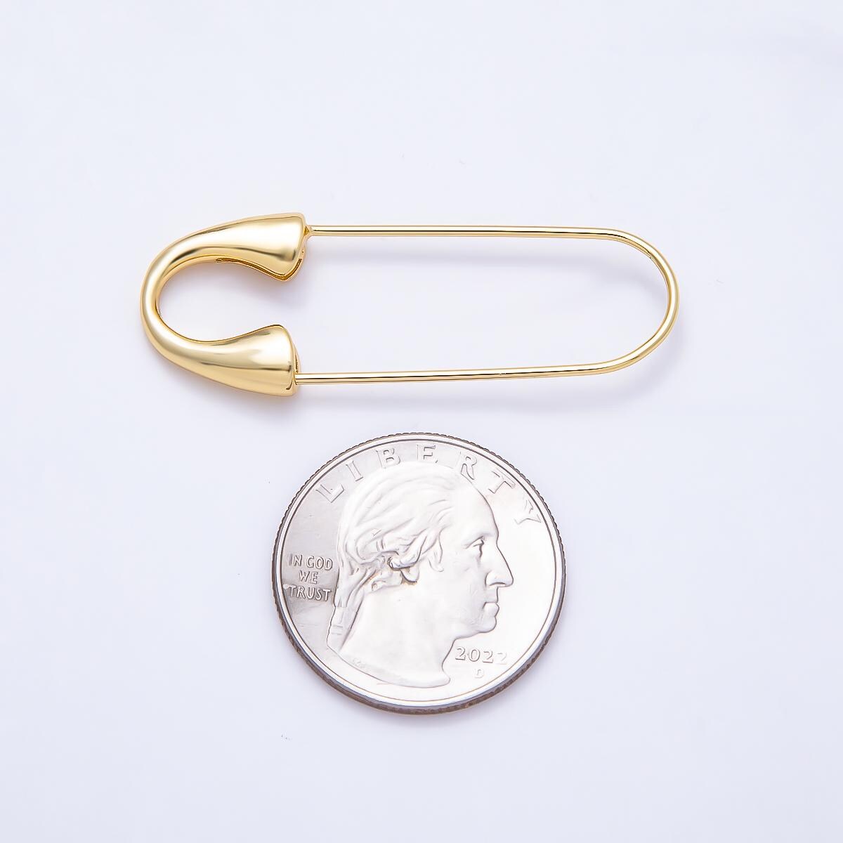 16K Gold Filled 45mm Simple Minimalist Safety Pins Findings Charm Holder for Jewelry Making Necklace Bracelet Scarf Fastener| Findings-00420