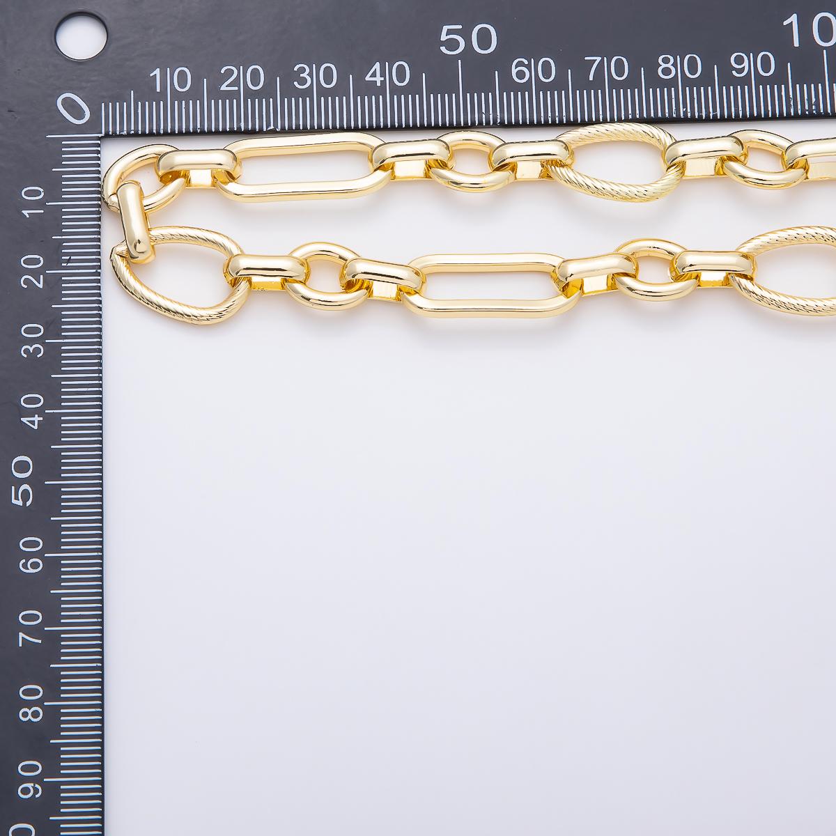 PVD Gold Stainless Steel 25mm Multi Shaped Paperclip Link Statement Unfinished Chain by Yard Wholesale Bulk Roll DIY Jewelry | Roll-01886