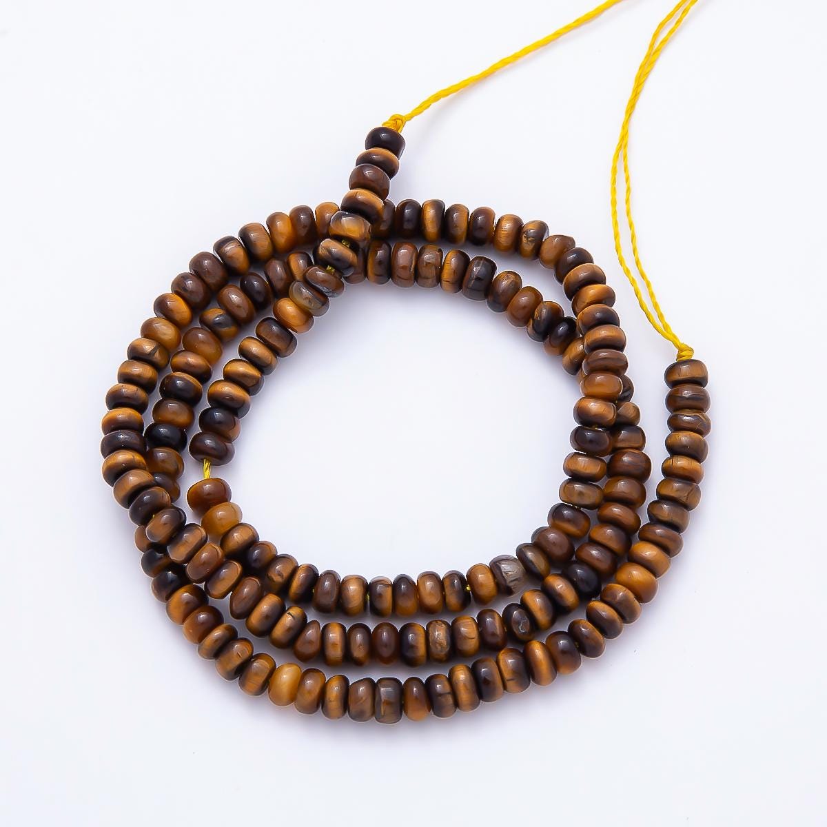 4mm Tiger's Eye Rondelle Bead Natural Gemstone Strand Finding DIY Jewelry Making Bulk Wholesale Beading Supply Necklace Bracelet | WA-01480