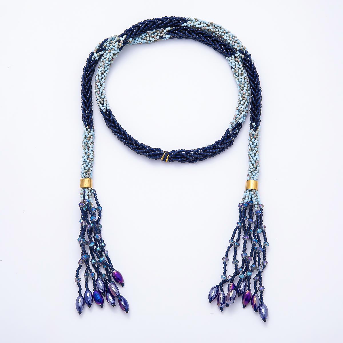 Handmade 7mm Multi Layer Fringe Knot Lariat Multifaceted Crystal Gemstone Chain 36 Inch Necklace Boho Multi Strand Wrap Jewelry | WA-01145