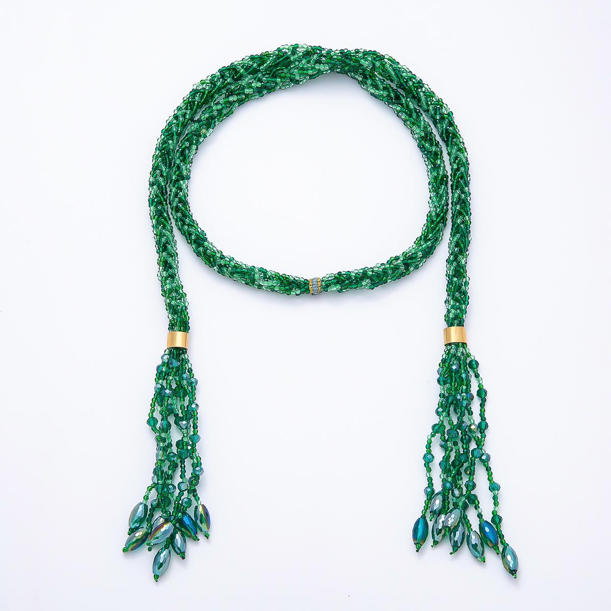 Handmade 7mm Multi Layer Fringe Knot Lariat Multifaceted Crystal Gemstone Chain 36 Inch Necklace Boho Multi Strand Wrap Jewelry | WA-01145