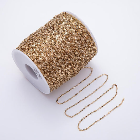 PVD Gold Stainless Steel 2mm Mariner Geometric Link Unfinished Chain by Yard Wholesale Bulk Jewelry Supply Necklaces & Bracelets| Roll-01891