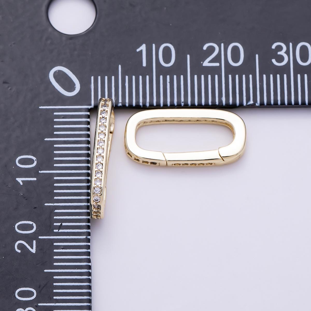 16K Gold Filled 17.5mm Micro Paved CZ Oblong Push Gate Enhancer Findings in Gold & Silver Jewelry Making DIY Component | Findings-00424